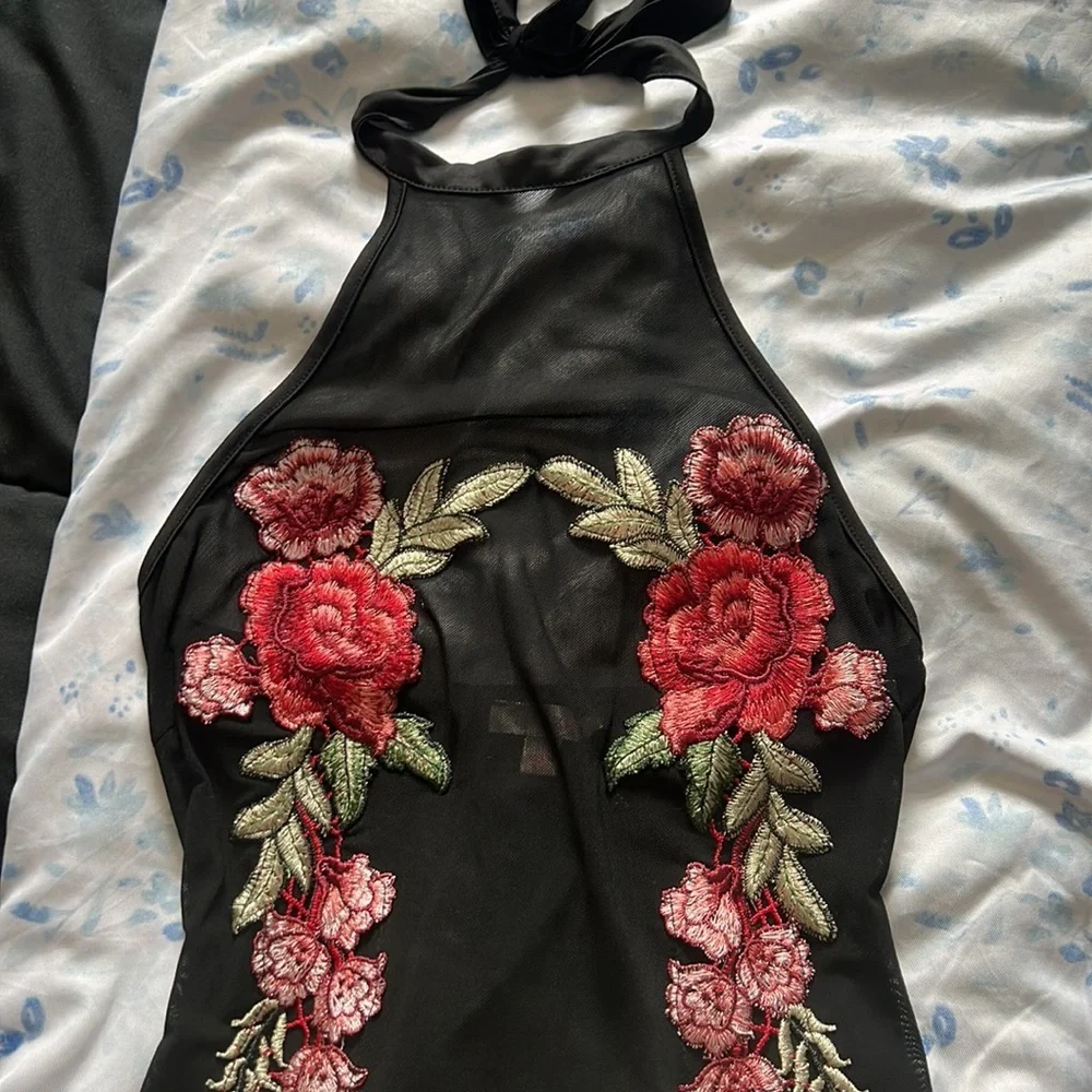Floral sheer leotard